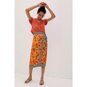 Anthropologie Farm Rio Contrast Wrap Midi Skirt